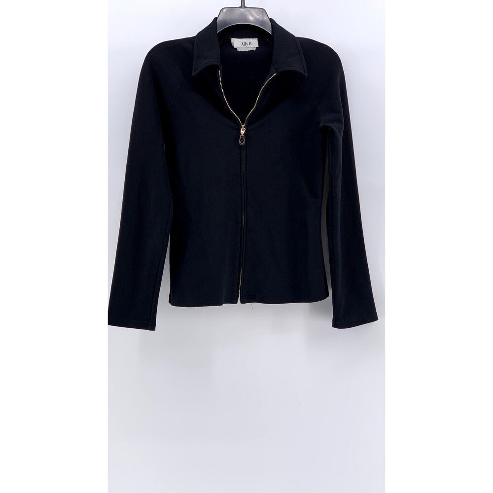 ALLY B Women's Black Zip-Up Long Sleeve Blazer SZ S